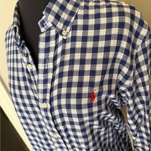 Ralph Lauren Blue and White Checkered Men's Shirt
